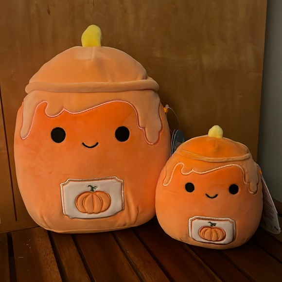 *CROSS LIST* NWT 8” & 5” SET Misha Pumpkin Candle Squishmallows Halloween fall - Picture 1 of 11